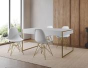 Filadelfia 120x75 Ferro Dourado Tampo Branco Cadeira Ferro Dourado Assento Branco