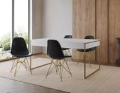 Filadelfia 120x75 Ferro Dourado Tampo Branco Cadeira Ferro Dourado Assento Preto Filadelfia 120x75 Ferro Dourado Tampo Branco Cadeira Ferro Dourado Assento Preto