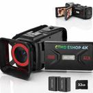 Filmadora 4K ULTRA HD WebCam Tela 3 Zoom 18x 64MPX Bateria + Cartão 32GB Wlfi