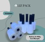 Filme Stretch, Kit 8 Bobinas de 10 cm com manopla. Uso facil, com 400 g, 400 metros.