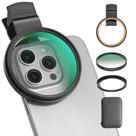 Filtro CPL Akanabi 67mm para telefone/DSLR com clipe e anel adaptador