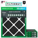 Filtro de ar Filterbuy 20x25x1, eliminador de odor MERV 8 (pacote com 4)