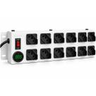 Filtro de Linha 12 Tomadas IPEC com Voltímetro Digital NBR 14136 Bivolt Liga/Desliga Cabo 1,1m Metálico Branco