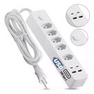 Filtro De Linha 5 Tomadas Com Usb 2.4a Tipo-c Extensão 2m Cor Branco Filtro De Linha 5 Tomadas Com Usb 2.4a Tipo-c Extensão 2m Cor Branco