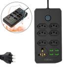 Filtro de Linha 6 tomadas 1 tomada universal 4 USB Proteção contra sobrecarga Cabo 2M