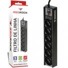 Filtro de Linha 6 Tomadas com Fusível e Chave - Redrock FM1245