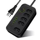 Filtro de Linha Bivolt 110v/220v Elétrico Energia Extensão Régua C/ 5 Tomadas Entradas P/ Cabo USB e USB-C - Kapbom