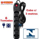 Filtro de linha bivolt Megatron 6 tomadas -- chave liga/desliga -- fio c/ 3 metros