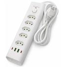 Filtro de Linha Com 5 Tomadas 10A 20A + DPS, Extensão Elétrica Bivolt Tripolar, Regua Com 4 USB, USB Tipo C Cabo 2M
