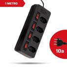 Filtro de Linha com Disjuntores Rearmáveis Individuais 4 Tomadas 10 Amperes Preto Force Line Filtro de Linha com Disjuntores Rearmáveis Individuais 4 Tomadas 10 Amperes Preto Force Line