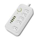 Filtro de Linha Extensão 5 Tomadas 4 USB 1 Tipo-C Bivolt Interruptor Cabo de 5 Metros Protetor de Descarga