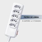 Filtro de Linha Extensão Proteção contra Surtos Elétricos DPS 5 Tomadas Bivolt Plug 90 Graus 10 Amperes Branco