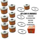 Filtro de Óleo CBX 250 XLX 250 350 NX 350 XR 200 Tornado Todos os anos Kit com 10