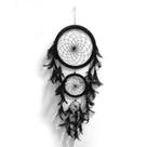 Filtro Dos Sonhos Grande maior Apanhador Penas Preto black 60cm 3 Aros decoração de casa parede