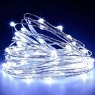 Fio arame com 50 leds branca a pilha