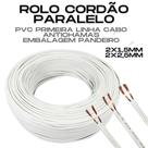 Fio Cabo Cordão Paralelo 2x1,5mm 50 metros Branco, Preto e Marrom