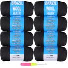 Fio COOKOO 8 Roll Natural Preto de Lã Brasileira 560g