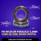 Fio Cordão bicolor Paralelo Som Automotivo cristal 2,5mm Disan