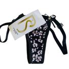 Fio Dental Ajustável Preta Estampa de Flores - Pimenta Sexy