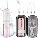 Fio dental aquático KOOVON portátil com estojo recarregável rosa