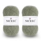 Fio NICEEC Long Pile Mohair Slik Wool Blend 80g/788m - Olive