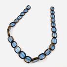 Fio Pedras Retângulo 14x12mm Azul Com Dourado 25un 35cm Arte