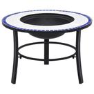 Fire Pit vidaXL Aço de mosaico cerâmico azul e branco 68x68cm Fire Pit vidaXL Aço de mosaico cerâmico azul e branco 68x68cm