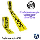 Fita Adesiva Amarela Cuidado Cabos 48mm x 100m para Sinalização