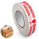 Fita Adesiva BOPP Cuidado Frágil 40mm x 300 Metros Para Embalagem Papelão Plástico JD37