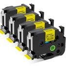 Fita adesiva Labelife TZe-651 24 mm preta sobre amarelo, pacote com 4