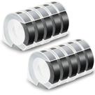 Fita adesiva Pristar 9 mm x 3 m branca sobre preto, pacote com 10