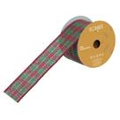 Fita Aramada de Natal Xadrez Vermelho e Verde 6,3cmX9,14m