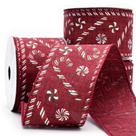 Fita Aramada Doces de Natal Vermelho e Branco 63 mm Cor 209 TCS111-063 - 10 Metros