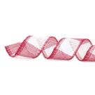 Fita aramada natalina trabalhada vermelho e branco 6,3cm