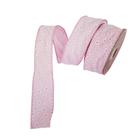 Fita Aramada Rosa com Flores Brancas