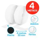 Fita Autocolante Fecho de Contato Adesivo Forte 4 Metros 50mm Largo Branco
