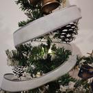 Fita branco brilhante rimani aramado 914cm 36mm natal decoração presente árvore 1257-8499 Fita branco brilhante rimani aramado 914cm 36mm natal decoração presente árvore 1257-8499