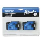 Fita Brother TC-20 12 mm x 7,7 m preta sobre branco para Pt-6 8 10 12 15 20 150 170, pacote com 2