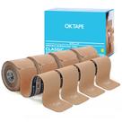 Fita cinesiológica OK TAPE 4 rolos, pré-cortada, 5 cm x 5 m, bege