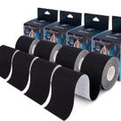 Fita cinesiológica QianCheng de 5 m x 5 cm à prova d'água - pacote com 4 unidades pretas