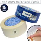 Fita Crepe Larga Tigre Uso Geral 48mmx50mt 2181 Fita Crepe Para Pintura Profissional ou Uso Escolar Branca.