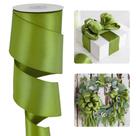 Fita de arame verde oliva HUIHUANG Fita de arame acetinado verde de 2,5 polegadas para grinaldas, confecção de laços, embrulhos de presentes, guirlandas, decoração de casa, artesanato, laços de árvore de Natal, contínuos de 10 metros