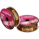 Fita de Cetim Páscoa 22MM 10M Feliz Páscoa Marrom