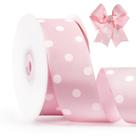 Fita de gorgorão FAKILO Polka Dot 3,8 cm x 22 m rosa branca