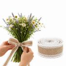 Fita de Juta com Renda 40mm x 10m Cru Natural para Artesanato Laços Decoração Buquês Garrafas Fita de Juta com Renda 40mm x 10m Cru Natural para Artesanato Laços Decoração Buquês Garrafas