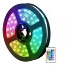 Fita De LED RGB 60 LED 24W IP65 12V 5 Metros Com Controle e Controladora