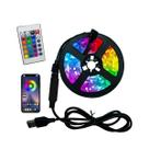 Fita de Led USB RGB 16 Cores 10 Metros 5V Com Controle e Controle por Musica 7005
