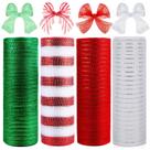 Fita de malha de poliéster Huaerle 25 cm x 9 m Metallic Christmas 4 rolos