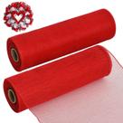 Fita de malha decorativa TONIFUL 10 polegadas vermelha 10m - 2 rolos Fita de malha decorativa TONIFUL 10 polegadas vermelha 10m - 2 rolos