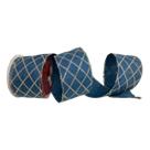 Fita De Natal Azul Com Prateado Brilhante 63mm - 9,14mts